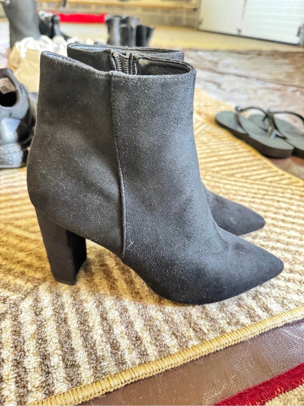 Classic Black Suede Pointed-Toe Ankle Boots
